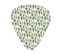 Cactus Succulent Houseplants Guitar Picks 12 Pack Universal ABS Guitar Picks,Colorful Houseplants and Cactus Pattern Flowers Pots,for Acoustic and Electric Guitar,Green