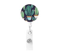 Cactus Succulent Plant Badge Reel Retractable Clip Work Badge Holder Lightweight Plastic Name Card Holder ID Badge Clip for Nurses Office Gifts