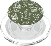 Cactus Succulent Plant Pattern Botanical Modern Green Olive PopSockets PopGrip for MagSafe