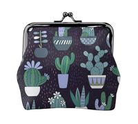 Cactus Succulent Plant Print Coin Purse for Women Compact Kiss Lock Coin Pouch Zipper Travel Shopping Gifting