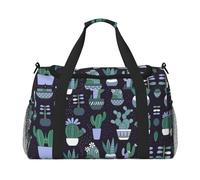 Cactus Succulent plant Print Everyday Use Travel Duffle Bag Large Capacity Travel Bag Stylish Functional Bag, Black, One Size