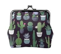 Cactus Succulent Plant Print Women'S Kiss Lock Coin Pouch, Mini Wallet For Cards And Lipstick, Soft Compact Purse