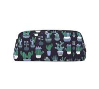 Cactus Succulent Plant Printing Leather Pencil Pouch Pen Case Elegant and Practical Bag for Students Perfect for Office School