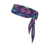 Cactus Succulent Plants Pattern Head Ties Headband for Men Women Adjustable Sports Sweatband Headband Karate Tie Back for Sports Running Tennis