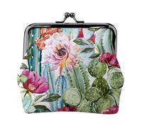 Cactus Succulent Rose Print Coin Purse Cell Phone Pouch Clasp Wallet Handbags Buckle Kiss Lock Key Women Bag