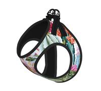 Cactus Succulent Rose Print Step in Dog Harness and Leash Set,Mesh Pet Vest Harness for Small Dogs and Cats