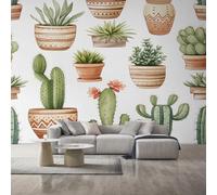 Cactus Succulent Wallpaper, Western Cowboy Desert Plant Wall Mural, Wallpaper for Bedroom Living Room, Home Decor, Photo Wall Paper, 450 x 315 cm L&OP39