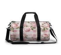 Cactus Succulents Gym Bag Small Travel Duffle Bag with Compartment Carry On Weekender Bag for Women Men, Peach Retro Pattern, 17.7in/9in/9in
