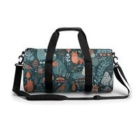 Cactus Succulents Gym Bag Small Travel Duffle Bag with Compartment Carry On Weekender Bag for Women Men, Scandinavian Animals, 17.7in/9in/9in