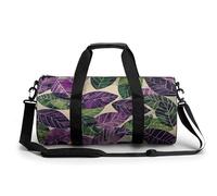 Cactus Succulents Gym Bag Small Travel Duffle Bag with Compartment Carry On Weekender Bag for Women Men, Green and Purple Leaves, 17.7in/9in/9in