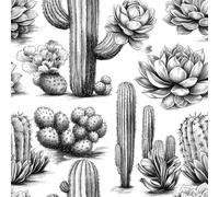 Cactus Succulents Peel and Stick Wallpaper 3D Printed Hand Drawn Plants for Boys Girls Teen Bedroom Living Room Kitchen Removable Decor Wall Mural Paper 17.3"x118"