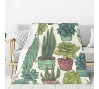 Cactus Succulents Throw Blanket Ultra Soft Cozy Fleece Blanket Lightweight Warm Bed Blanket All Season for Home Living Room Sofa Couch Bed 60"X50"