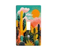 Cactus Sunset Light Switch Cover Plate/Outlet Covers, Vibrant Desert Colors for Wall Decor, Thermoplastic Wall Plates, Standard Size Single Toggle