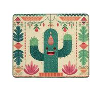 Cactus Themed Colorful Mouse Pad, Fanciful Green Cactus Design for Festive Seasons, Fun Decorative Mousepad for Home and Office Use, Non-Slip Washable Surface Square 8x10 Inch