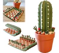 Cactus Themed Pieces Chesses Game,3D Printed 32PCS Cactus Chess Board Set,Advanced Roll up Cactu Chess Set for Plant Lovers,Family and Couple Gatherings