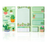 Cactus Themed Sticky Notes Set, Planner Tools with Index Tabs, for Home, School, and Office Use