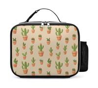 Cactus Tropical Aloe Reusable Insulated Lunch Bag Tote Handbag Leather Portable Cooler Bags for Men Women