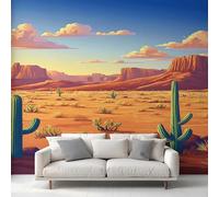 Cactus Wallpaper, Desert Western Nature Landscape Wall Mural, Wallpaper for Living Room Bedroom, Home Decor, Photo Wall Paper, 390 x 260 cm BIO&Ｊ