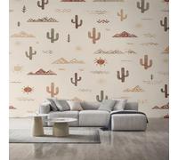 Cactus Wallpaper, Western Cowboy Desert Cartoon Kids Wall Mural, Wallpaper for Bedroom Living Room, Home Decor, Photo Wall Paper, 350 x 256 cm &SO35