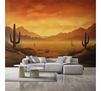 Cactus Wallpaper, Western Cowboy Desert Nature Landscape Wall Mural, Wallpaper for Bedroom Living Room, Home Decor, Photo Wall Paper, 300 x 210 cm L&OP19
