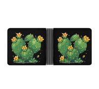 Cactus with Yellow Desert Flower Mens Wallet Printed Card Holder Bifold Wallets Purse Coin Pocket