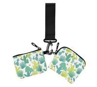 Cactus World Green Lovely Mexico Women's Change Wallet Card Cases Small Detachable Zipper Wristlet Wallet with Zipper Coin Pocket for Woman 2 Pcs