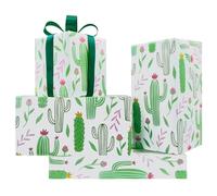 Cactus Wrapping Paper for Women Men, Green Cacti with Pink Yellow Flowers Tropical Gift Wrap Paper, 19.7 x 27.5 Inch Folded Flat Green Plant Art Paper for Summer Holiday Birthday Baby Shower