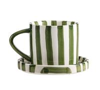 CACXKEP 8 Oz Coffee Mug Large Espresso Cups With Saucer Ceramic Coffee Mugs Porcelain Coffee Cup With Saucer Hand-Painted Striped Art Cup And Saucer,C