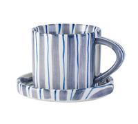 CACXKEP Espresso Cups Ceramic Coffee Mug Series European Striped Dot Coffee Cup and Saucer Mug Cake Plate Afternoon Tea Set Tea Cup and Saucer,A