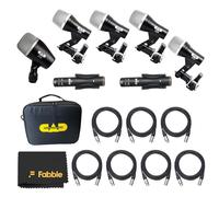 CAD Audio Stage7 7-Piece Drum Microphone Pack Bundle with 7× 10ft XLR Cables and Premium Microfiber Cleaning Cloth - Complete Drum Mic Kit for Live Sound and Studio Recording