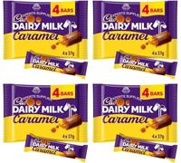Cad Dairy Milk Bars Multipack Wispa, Caramel, Picnic, Boost, Flake, Fudge, Twirl, Starbar, Milk Chocolate Perfect for Sharing for Christmas & New Year (x4, Caramel Bar 4 Pack)