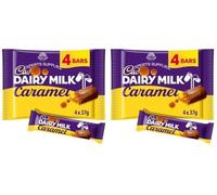 Cad Dairy Milk Bars Multipack Wispa, Caramel, Picnic, Boost, Flake, Fudge, Twirl, Starbar, Milk Chocolate Perfect for Sharing for Christmas & New Year (x2, Caramel Bar 4 Pack)