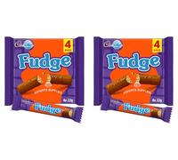 Cad Dairy Milk Bars Multipack Wispa, Caramel, Picnic, Boost, Flake, Fudge, Twirl, Starbar, Milk Chocolate Perfect for Sharing for Christmas & New Year (x2, Fudge Bar 4 Pack)