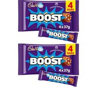 Cad Dairy Milk Bars Multipack Wispa, Caramel, Picnic, Boost, Flake, Fudge, Twirl, Starbar, Milk Chocolate Perfect for Sharing for Christmas & New Year (x2, Boost Bar 4 Pack)