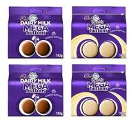 Cad Dairy Milk Mega Buttons & White Chocolate Mega Buttons Giant Chocolate Buttons For Sharing, 192 g (Pack of 4) Perfect For Treat Sharing and Gifting For Everyone