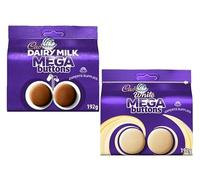 Cad Dairy Milk Mega Buttons & White Chocolate Mega Buttons Giant Chocolate Buttons For Sharing, 192 g (Pack of 2) Perfect For Treat Sharing and Gifting For Everyone