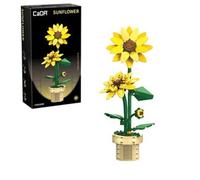 CADA BUILDING BLOCK KIT Sunflower Building Block Planter - 187 pcs