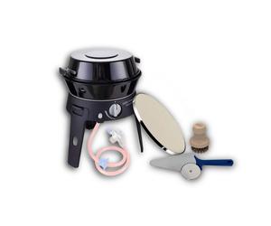 Cadac Safari Chef 30 LP Deluxe QR Gas BBQ Pizza Stone, Slicer, Bamboo Brush Kit