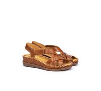Cadaques Leather Wedge Sandals Cognac
