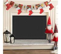 CADARA Fireplace Blocker Blanket Stops Heat Loss, Magnetic Fireplace Draft Stopper, Indoor Fire Place Draft Cover with Hook and Loop Tapes, Cold Air Blocker Save Energy, Black 36" W x 28" H