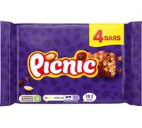Cadbery Picnic Chocolate Bar Multipack - 4 x 38g Bars | Milk Chocolate with Caramel, Peanuts, Crispy Cereal & Dried Grapes | Vegetarian Snack, Ideal for Gifting, Lunchboxes & Hampers