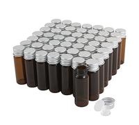 Cadbibe 15ml Amber Glass Vials with Screw Caps and Plastic Stoppers, Small Brown Liquid Sample Vial, Leak-Proof Vial, 50PCS