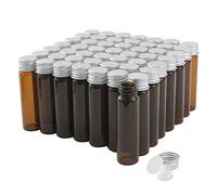 Cadbibe 20ml Amber Glass Vials with Screw Caps and Plastic Stoppers, Small Brown Liquid Sample Vial, Leak-Proof Vial, 50PCS