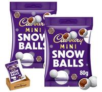 Cadbuary Mini Snowballs, 74g, Milk Chocolate Balls with Sugar Shell and Icing Sugar Dusting, Christmas Treats, Bundle by UrbanShoppi (Pack of 2)