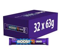 Cadbury Boost Duo Chocolate Bar, Milk Chocolate with Caramel & Biscuit Filling, 63 g (Pack of 32)