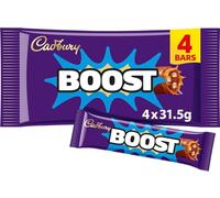 Cadbury Boost Milk Chocolate Bars, 4 Bar Multipack, 126 g (Pack of 1) | Deliciously Layered, Individually Wrapped, Vegetarian Friendly, Sustainably Sourced Cocoa, Energy Boosting Snack