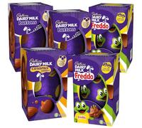 Cadbury Chocolate Easter Egg Variety, Bundle of 5 - Great for Easter Gifting, Easter Egg Hunts, Family Celebrations. Cadbury Caramel, Dairy Milk Buttons and Freddo Faces