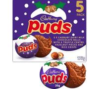 Cadbury Christmas Dairy Milk Puds Multipack, Chocolate Puds with Truffle Centre, Hazelnut Pieces and Rice Crisps, Christmas Treat for Gifting or Sharing, 35 g (Pack of 5)