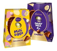 Cadbury Classic Ultimate Chocolate Easter Eggs XXL, Bundle of 2. Cadbury Dairy Milk Chunky 389g Thick Shelled Easter Egg & Mini Eggs Ultimate Inclusions Egg 374g