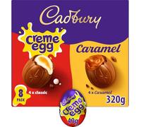 Cadbury Creme Egg and Caramel Milk Chocolate Egg, Perfect For Easter Egg Hunts, Includes 8 Eggs, 320 g (Pack of 1)